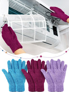 Patelai 3 Pairs Microfiber Plant Dusting Gloves Leaf Cleaning Gloves for Indoor Plants, Blinds, Furniture, House(Medium,Reddish Violet, Blue, Purple)