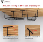 The Atlas 4 x 8 ft Adjustable Height Overhead Garage Storage Rack 900 lbs Heavy Duty Capacity Hammertone Finish