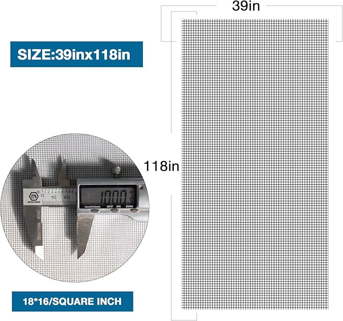 NeatiEase Window Screen, 39"x118" Adjustable Flexible Fiberglass Screen Door Mesh - DIY Replacement Kit for Patio Porch Door Windows and Sliding Screen Doors(Black)