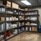 WORKPRO 5-Tier Steel Shelving Unit-Black, 35-3/10”W x 17-1/2”D x 72”H, Adjustable Storage Rack, Heavy Duty Shelf with MDF Board, 1650 lbs Load Capacity (Total) for Garage, Basement, Warehouse, Kitchen