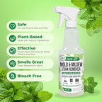 Mighty Mint Mold & Mildew Stain Remover Spray, Rapid Clean for Bathroom, Kitchen, Hard Water, Outdoors, Natural Peppermint Scent, 16oz
