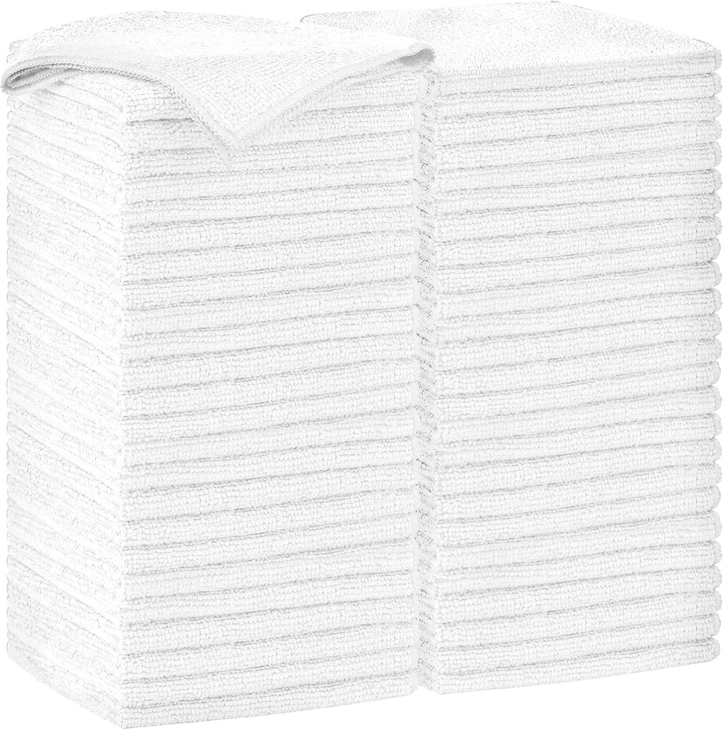 AIDEA Microfiber Cleaning Cloth-50PK, Soft Microfiber Towels for Cars, Absorbent Cleaning Rags, Lint-Free Streak-Free Wash Cloths for House, Kitchen, Window(12in.x12in), White
