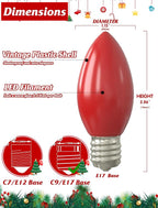 SUNSGNE C9 LED Christmas Multicolor Replacement Light Bulbs, 25 Pack Vintage Shatterproof Colored Christmas Light Bulbs, E17 Intermediate Base