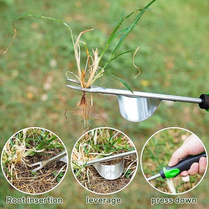Weed Puller Tool, 4 Pack Stainless Steel Weed Remover Tool, Portable Weeding Tools Gardening, Crack Weeder Tool, Uprooting Weeding Tool for Backyard Farm Planting