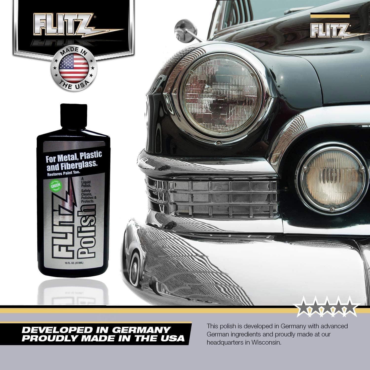 Flitz Multi Purpose Metal Polish Liquid - 7.6oz Bottle of USA-Made Tarnish Remover - For Aluminum, Chrome, Brass, Nickel, Silver - Non-Abrasive Metal Cleaner and Polish, Restorer (6 Pack)