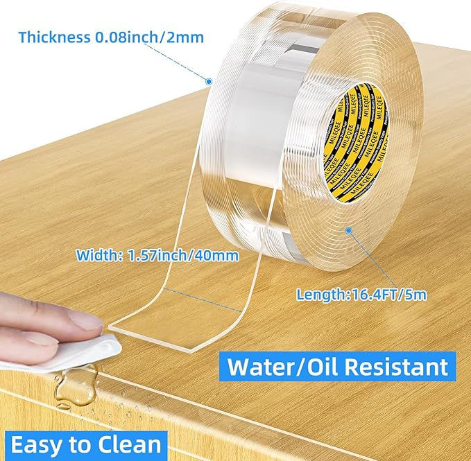 2Pack Clear Edge Protector Strip,1.57in x 16.4FT(32.8FT Total),Sharp Edge Wrap Cover Tape,Self Adhesive Protective Bumper Guards for Cabinet Door Desk Table Furniture,Kitchen Countertop,Waterproof