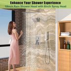 Enga Shower System Dual Shower Heads with 10+6" Dual Rain Shower Head with Handheld Spray for Two People, Wall Mount Shower Faucet Set with Valve Kit, Brushed Nickel