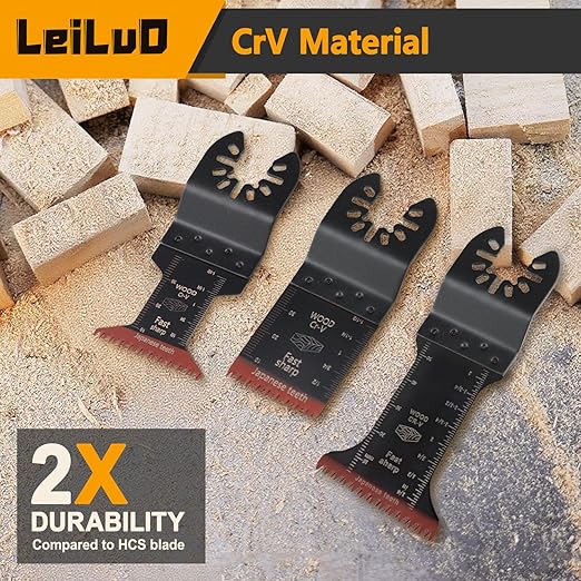 LEILUO 70mm Japanese Teeth Oscillating Saw Blade 15Pcs Extra-Long Multitool Blades Set CRV Material Fast & Clean Wood Cutting Oscillating Tool Accessories Compatible with DeWalt, Makita and More