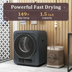 Auertech 1.5 Cu.Ft Portable Clothes Dryer, 850 W Front Load Electric Dryer Machine with Stainless Steel Drum, Simple Control Knob, Compact Tumble Dryer for Laundry Apartment, Dorm, RV, Grey