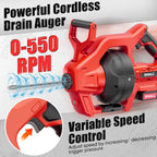 SHALL 20V Cordless Drain Auger with 25Ft Plumbing Drain Snake, Electric Snake Drain Hair Clog Remover W/ 2.0Ah Battery & Fast Charger, Shower Drain Snake for 3/4’’-2’’ Sewer Pipe, Sink Toilet Bathroom