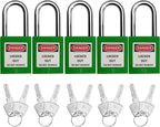 SAFBY Lockout Tagout Locks, Safety Padlock, Keyed Differently Loto Safety Padlocks for Lock Out Tag Out Kits Station (Green NO.1-10)