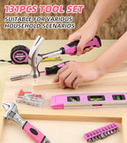 Pink Tool Set -131 Piece Pink Tool sets for WomenGeneral Household Hand Tool Kit with Plastic Tool Box Storage Case(Pink)