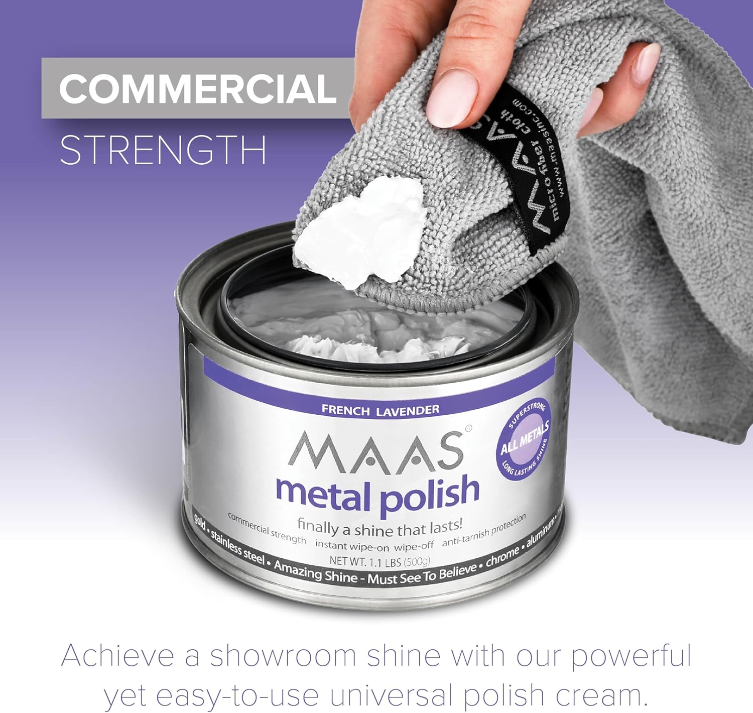 MAAS Metal Polish 1.1lb Can, Universal Metal Cleaner for All Metals, Clean, Polish, and Protect Silver, Gold, Brass, Copper, Stainless Steel, and More, Tarnish Remover and Silver Cleaner for Jewelry