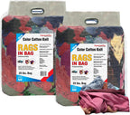 Premium Color Knit Cleaning Rags (25 lbs. Bag - Pack of 2) - Multipurpose Cotton T-Shirt Rags for Workshops, Mechanics, Painters, and Home Use