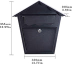 Wall Mount Locking Mailbox - Black Horizontal Triangular Security Mailbox - Waterproof Vertical Drop Mail Box Outdoor with Key