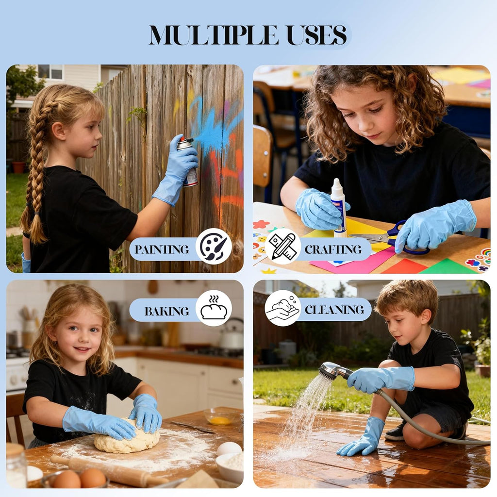 Kids Disposable Gloves, SmalNitrile Gloves for Cleaning, Cooking, Gardening