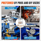 24 PCS Brass Hex Pipe Plug Fittings Kits 1/8" 1/4" 3/8" 1/2" NTP Brass Plug Male Threaded