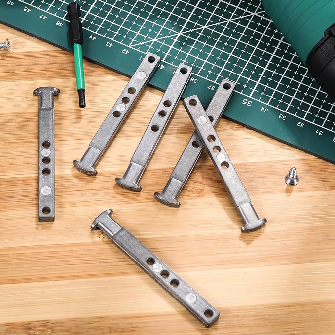 Zonon 6 Pcs 4 Hole Die Cast T Shaped Pivot Bar 3 Inches Mental Window Pivot Bar Sturdy Window Replacement Parts for Home Replacement (Steel)