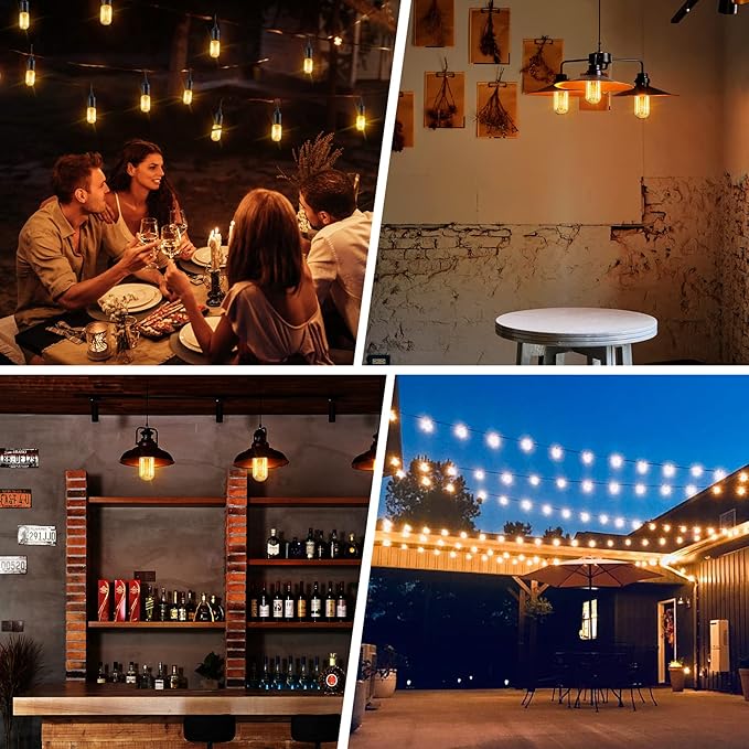 Edison Bulbs,4-Pack Vingtage Filament Light Bulb,T45 2700K Warm Light 40 Watt,110V-130V E26/E27 Base Dimmable Decorative Antique Screw Light Bulbs for Home Lighting Fixtures