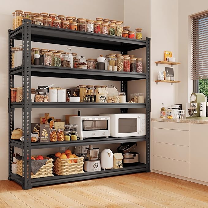 Garage Shelving, 48" Wide 5-Tier 3000lbs, Boltless Assembly, Adjustable Large Garage Storage Shelves, 48" W x 24" D x 72" H Heavy Duty Storage Rack