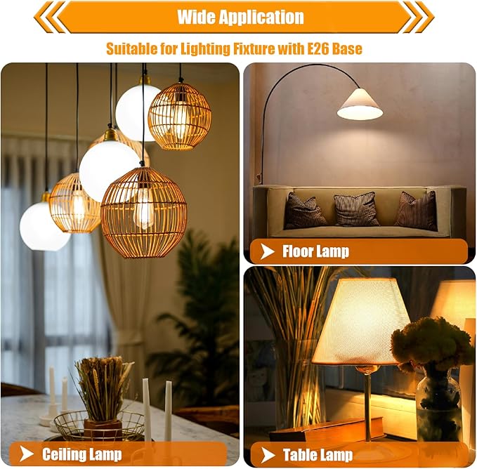 16 Pack LED Edison Bulbs 40w Equivalent, 4 Watt LED Filament Bulb, 3000K Warm White ST19 Light Bulb, 450lm E26 Vintage Bulbs for Ceiling Light Fixture, Not Dimmable