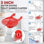 Saillong 3 Inch Universal Toilet Tank Replacement Kit, Toilet Flusher Fill Valve with Low Flow Flapper Repair Kit, Side Mount Flush Brass Handle, Adjustable Water Level, Easy to Install(Red)