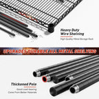 REIBII 60''W Storage Shelves 2399LBS Garage Shelving Heavy Duty with Wheels & Feet, 4 Tier Wire Shelving Adjustable Metal Shelving for Pantry Garage Kitchen Commercial Industrail, 60"W x 18"D x 65.5"H