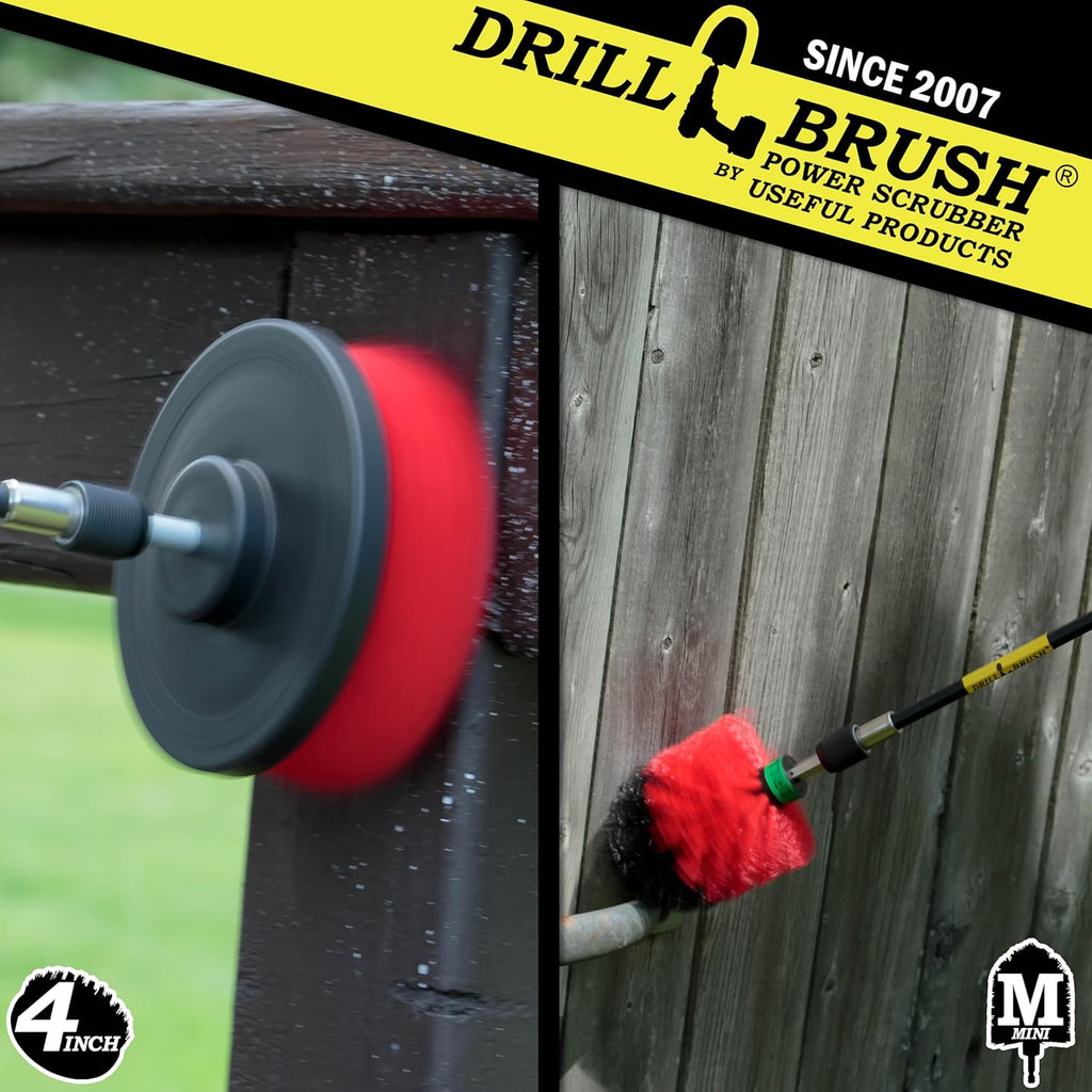 Cleaning Kit with Extension - Outside Patio and Deck Brush - Rust Tool Remover Brush - Concrete Swimming Pools Cleaner - Garden Fountain Brush Cleaner - Monuments and Headstones Restoration Brushes