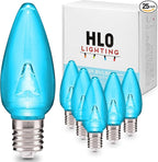 HLO Lighting Smooth C9 Christmas Lights | Teal LED Bulbs for Indoor & Outdoor Christmas Decor | Set of 25