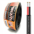 National Wire&Cable - 12/2 Tinned Copper Professional Wire (100 Feet) 12 AWG Gauge Stranded PVC Cord - 2 Conductor Electrical Wire - Made in USA - CL Rated/ETL Listed - Automotive, Low Voltage Cable