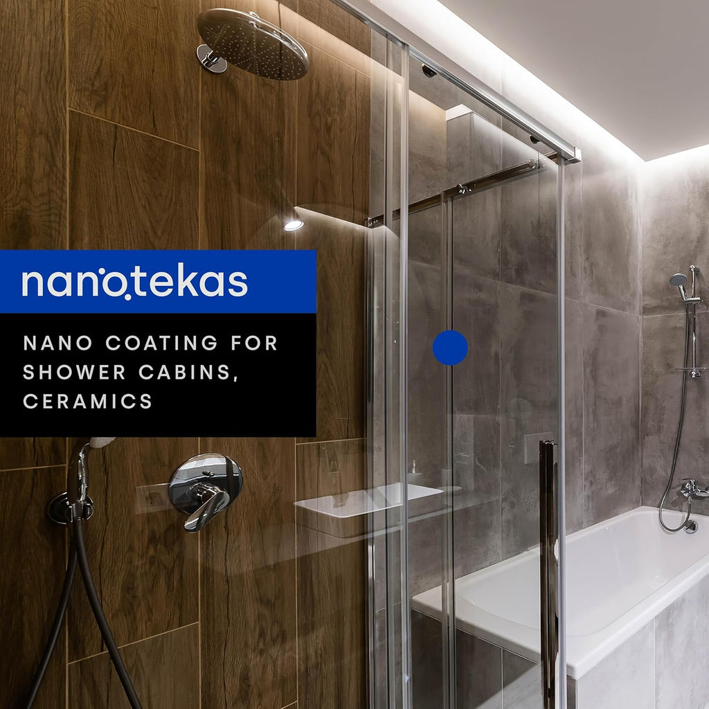 Nano Glass Coating 2-in-1 Kit - Shower Glass and Ceramic protector. Water Repellent spray for glass and Glass Guard for shower doors - Shield against soap residue and hard water stains