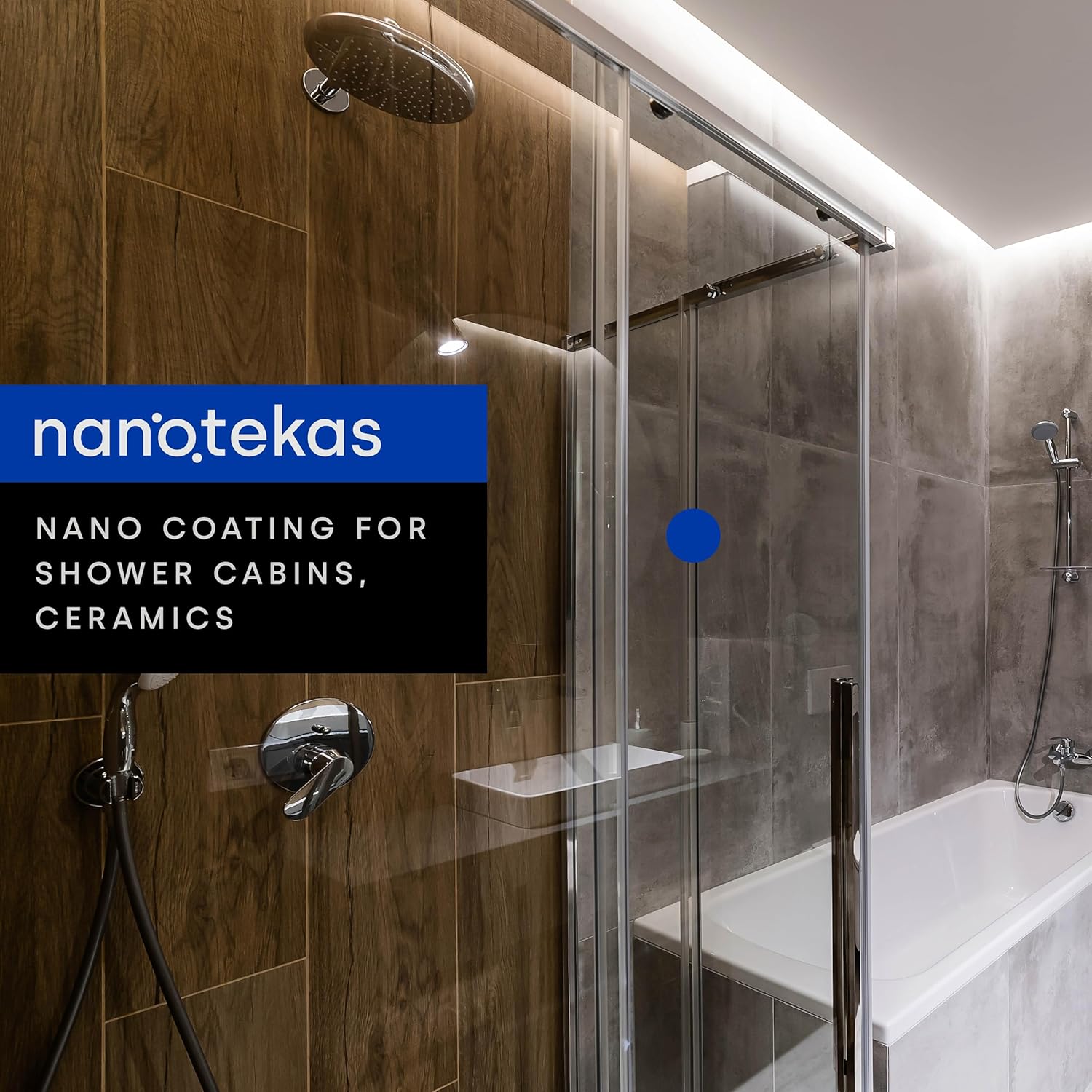 Nano Glass Coating 2-in-1 Kit - Shower Glass and Ceramic protector. Water Repellent spray for glass and Glass Guard for shower doors - Shield against soap residue and hard water stains