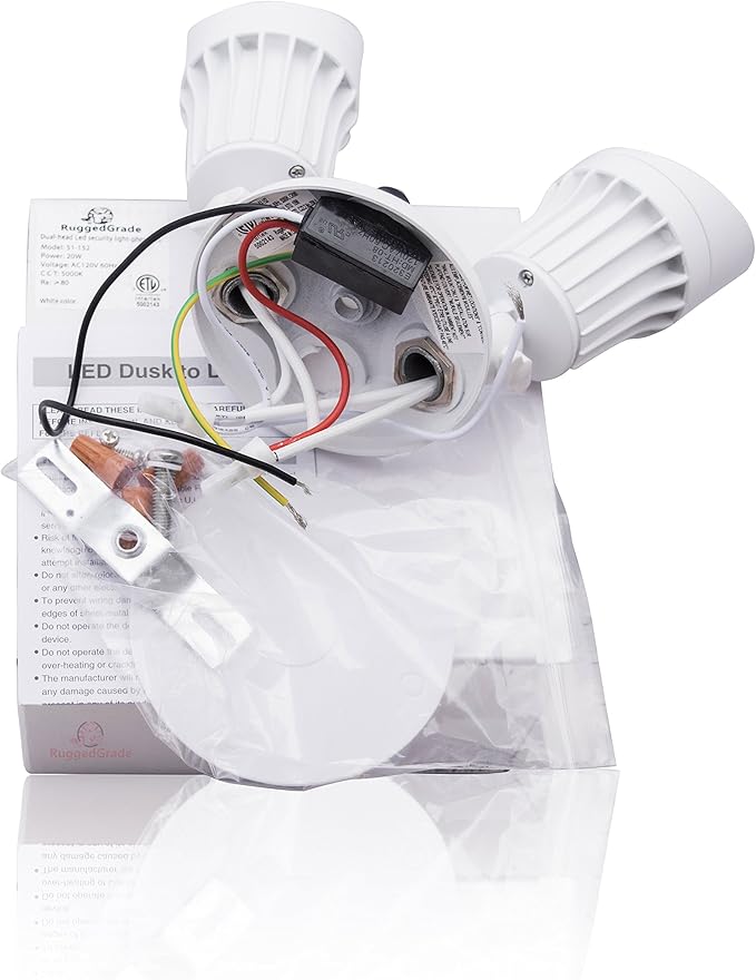 RuggedGrade 20W Lacuna II Series LED Flood Light - 2,400 Lumens - 5000K Bright White - White Housing - Outdoor LED Light - DLC 5.1 Premium