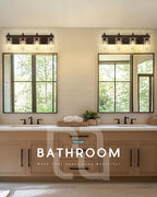 4-Light Bathroom Light Fixtures, 24.5 Inch Oil Rubbed Bronze Vanity Lights with Cylinder Clear Glass Shade, Modern Vanity Lighting Fixtures Over Mirror, VL143-ORB-4