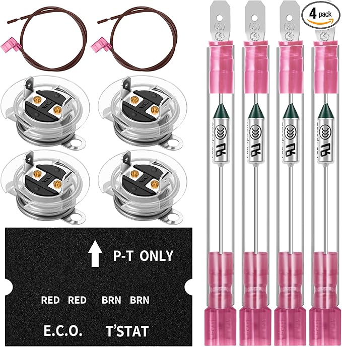 RV Water Heater Thermal Cutoff Kit - ECO Thermostat Assembly - Compatible with Atwood 91447 93866 Models # GCH6-4E GCH6-6E G6A-7E G6A-8E GC6AA-9E GCH10A-2E G610-3E GH610-3E XT Series (4 Pcs)