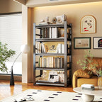 Garage Shelving Units, Heavy Duty 5-Tier Storage Shelves, Metal Adjustable Storage Rack, Steel Shelves, 2750 lbs Capacity, Industrial Shelving for Heavy Tools (Black, 23.62"Dx47.24"Wx77.44"H, 5-tier)