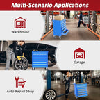 7 Drawers Rolling Tool Chest with Wheels, Portable Rolling Tool Boxes with Wheels, Tool Box Storage Cabinet with Locking System for Garage (Blue, 7 Drawers)