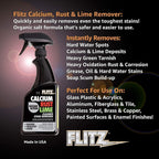 Flitz Calcium, Rust, & Lime Remover - 16oz Bottle of USA-Made Limescale Remover for Toilets, Showers, and More - Powerful Spray that Instantly Eliminates Tarnish, Grease, and Other Grime (6 Pack)