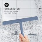 GÜTEWERK Shower Squeegee for Glass Doors, Silicone Window Squeegee, Bathroom and Glass Cleaning - Blue - 11 Inch