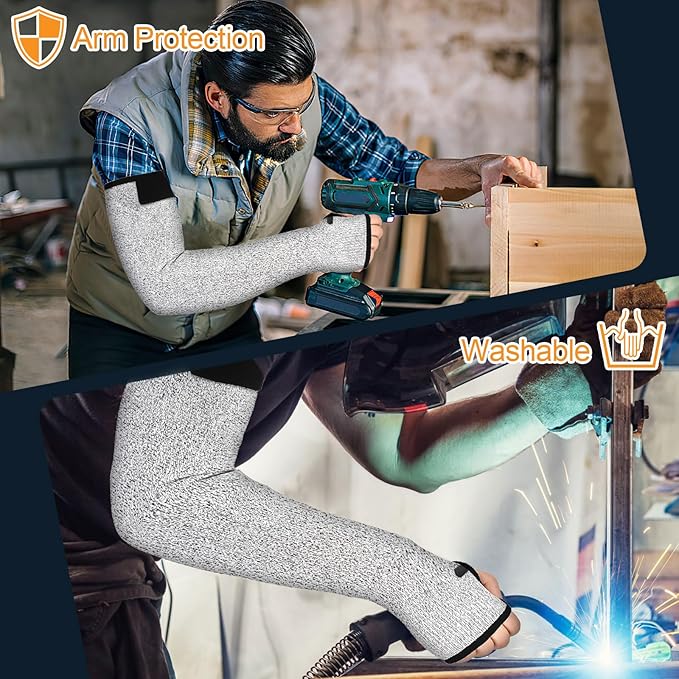 Cut Resistant Sleeves, 1 Pair Protective Sleeves for Arm Protectors for Thin Skin and Bruising with Thumb Hole for Gardening, Welding, Farming, Pet Grooming (Grey)