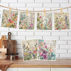 Floral Swedish Dishcloths for Kitchen, 6PCS Vintage Flower Swedish Dish Cloths Gift Set, Reusable Absorbent Cellulose Sponge Dish Towel for Home Cleaning(7.8 X 7 Inches)