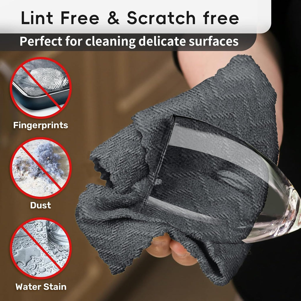 Microfiber Cleaning Cloths Roll, 75 Pack Tear Away Microfiber Towels Roll, 12" x 12" Lint Free Rags, Reusable Cleaning Cloths,Washable,Scratch Free,Ultra Absorbent Dish Rags(Dark Grey Ripple)