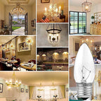 60W Incandescent Torpedo Tip Chandelier, Chandelier Light Bulbs 60 watt, Clear Dimmable, E26 Candelabra Base, Torpedo Transparent Light Bulbs for Chandeliers (10 Pack)