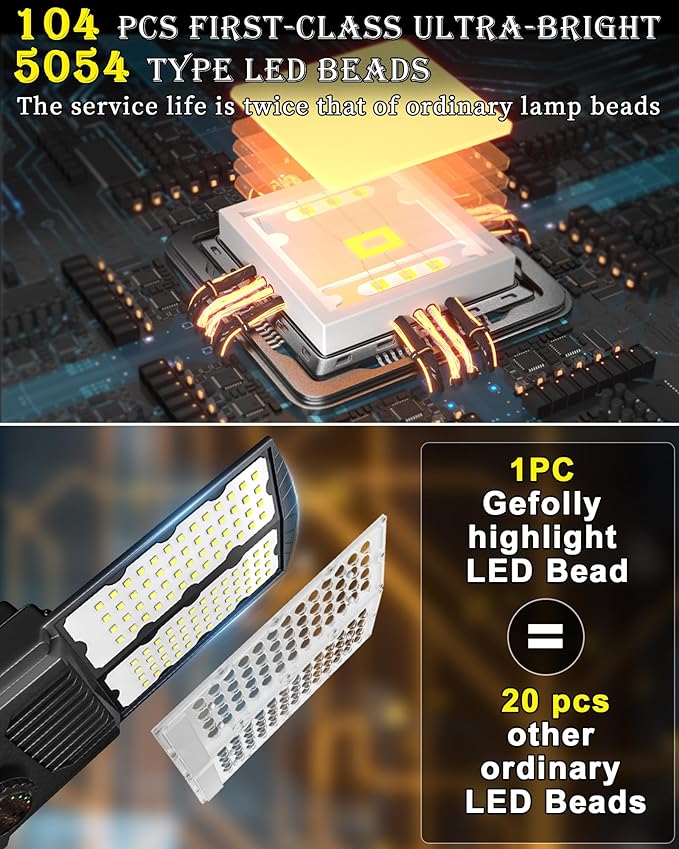 Gefolly SL-7500W Solar Street Lights Outdoor, 400000LM Commercial Parking Lot Light Dusk to Dawn IP67 Waterproof 6500K Security Flood Lights with Motion Sensor Lamp for Yard, Road