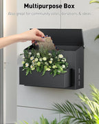 Uniclife Wall Mount Mailbox for Outside, Large Mailbox with Planter, Large Capacity Mail Box for House, Rust-Proof Steel Post Box for Home Office School, Modern Metal Drop Case, Black