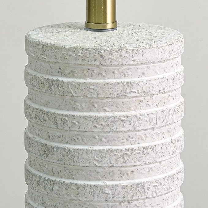 PoKat 27" Stone-Like Farmhouse Ceramic Table Lamps Set of 2 for Bedroom, Rustic Nightstands Lamps for Night Stands, Distressed Neutral Bedside Lamps with Natural Textured for Living Room, Home Decor