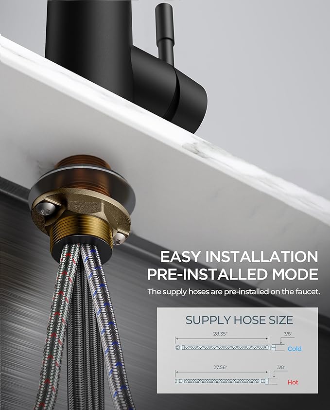 FORIOUS Black Kitchen Faucet with Pull Down Sprayer, Stainless Steel Commercial Single Handle Classic Spring Pull Out Kitchen Sink Faucet for Pot Filler, Farmhouse Camper Bar Laundry Room