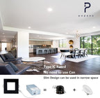 4-inch LED Canless Recessed Slim-Downlight 5 CCT Adjustable Dimmable Recessed Lights Fixture with Junction Box, Ceilling Light with Junction Box, 2700-5000K, 9W, Black Square Finish, 6 Pack