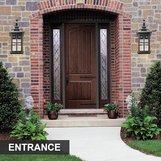 Darkaway 2pcs Large Outdoor Wall Light, 22inch Exterior Light Fixture with Seeded Glass, Aluminum Outside Lights Sconces Exterior Lighting for House Porch Patio Doorway