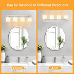 4 Light Modern Bathroom Light Fixtures Over Mirror, Chrome Vanity Lights for Bathroom Wall Sconces with Milky White Glass Shades, E26 Socket (Bulbs Not Included)